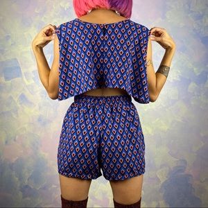 Vibrant geometric print romper